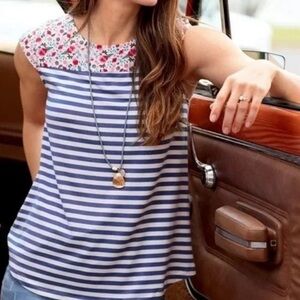 Matilda Jane Size XS State Lines Top Women’s floral high low stripes buttons